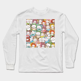 Kawaii Zodiac Cat Pattern Long Sleeve T-Shirt